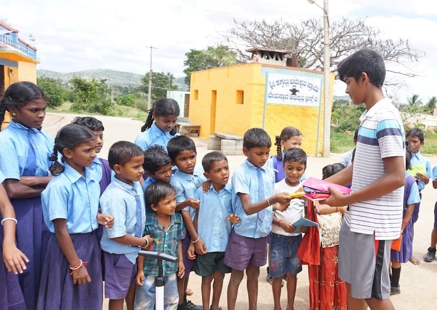 Students with school supplies